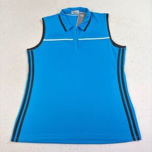 Sleeveless Golf Polo Callaway Opti-Dri Performance Blue Stripe Black Trim XL NWT